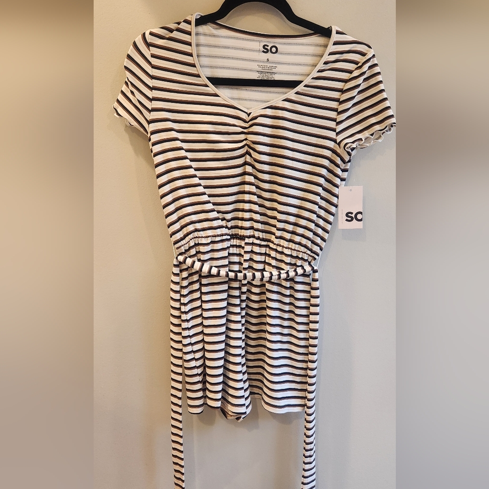 Small SO brand romper short sleeve belted knit